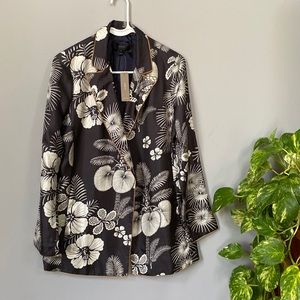 100% silk  floral tropical pattern blazer.